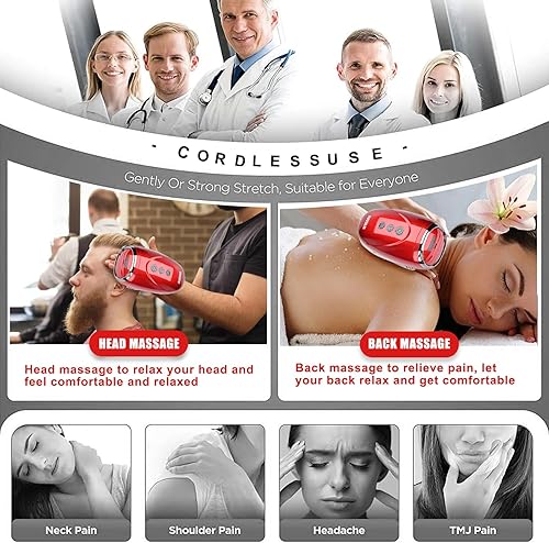 Miniatura 3 de Masajeador profesional de corte de pelomasajeador de mano inalámbrico, vibración para cuello, piernas, manoscara, 2 nodos de masaje 2600 AMH (rojo)