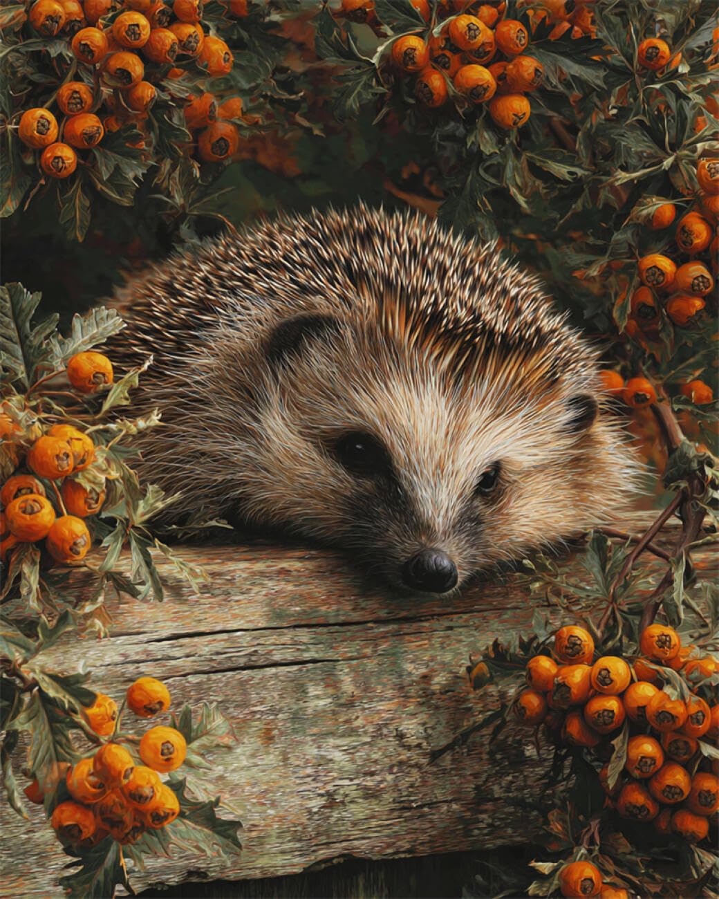 RKFLGEW DIY Seed Bead Embroidery Kits Hedgehog Oil Painting 50x70cm