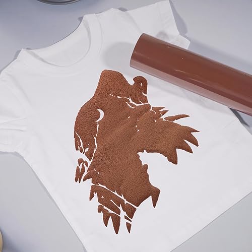 Miniatura 6 de GIRAFVINYL Vinilo de transferencia de calor, 10 x 4 pies, color marrón, vinilo 3D de transferencia de calor, vinilo HTV para camisetas, vinilo para
