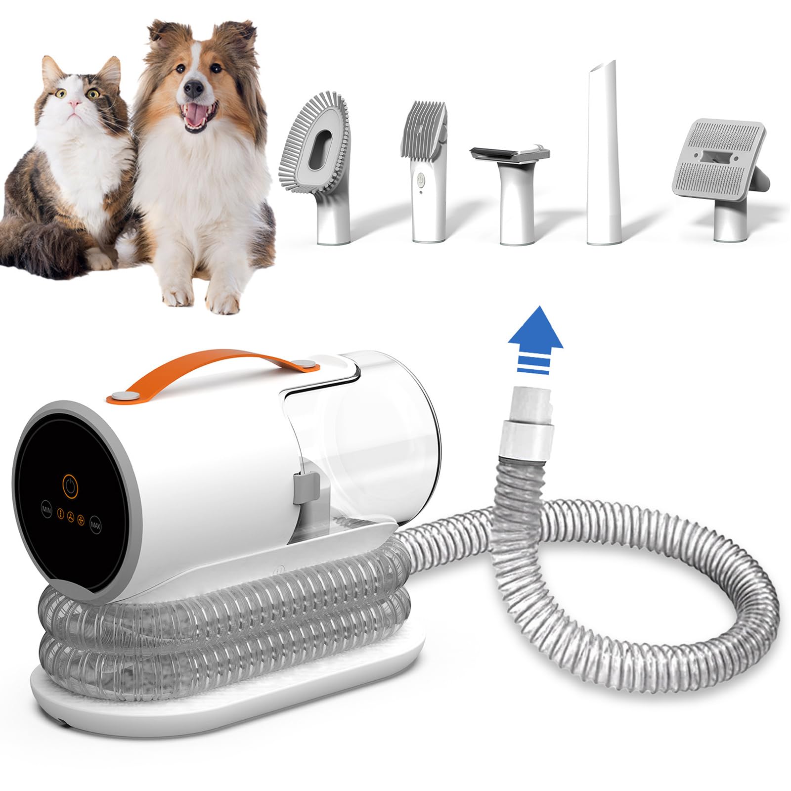 Pet Grooming Kit Dog Hair Vacuum Groomer with 2L Capacity 5 in 1 Grooming Tools Low Noise Pet