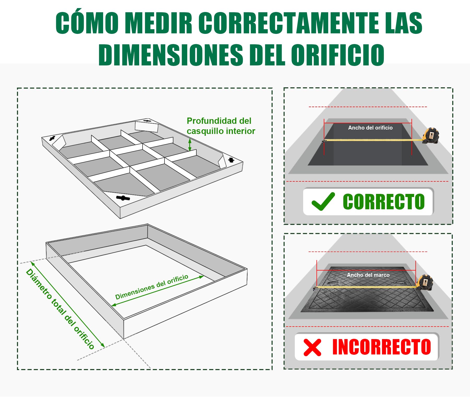 Tapa de alcantarilla 300 x 300 mm, acero inoxidable, empotrada con base cuadrada, tapa de inspección, invisible, para interiores y exteriores