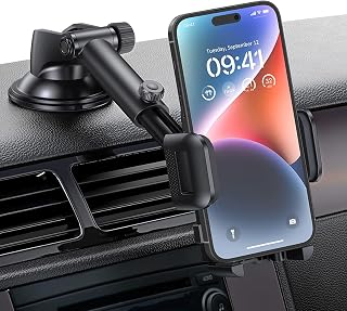 Car Phone Mount, Car Phone Holder Mount with Strong Suction Cup, 360° Rotation Dashboard Windshield Phone Holder for Car Compatible with iPhone 15 14 13 12 11 Pro Max and Other 4”-7” Mobile Phones