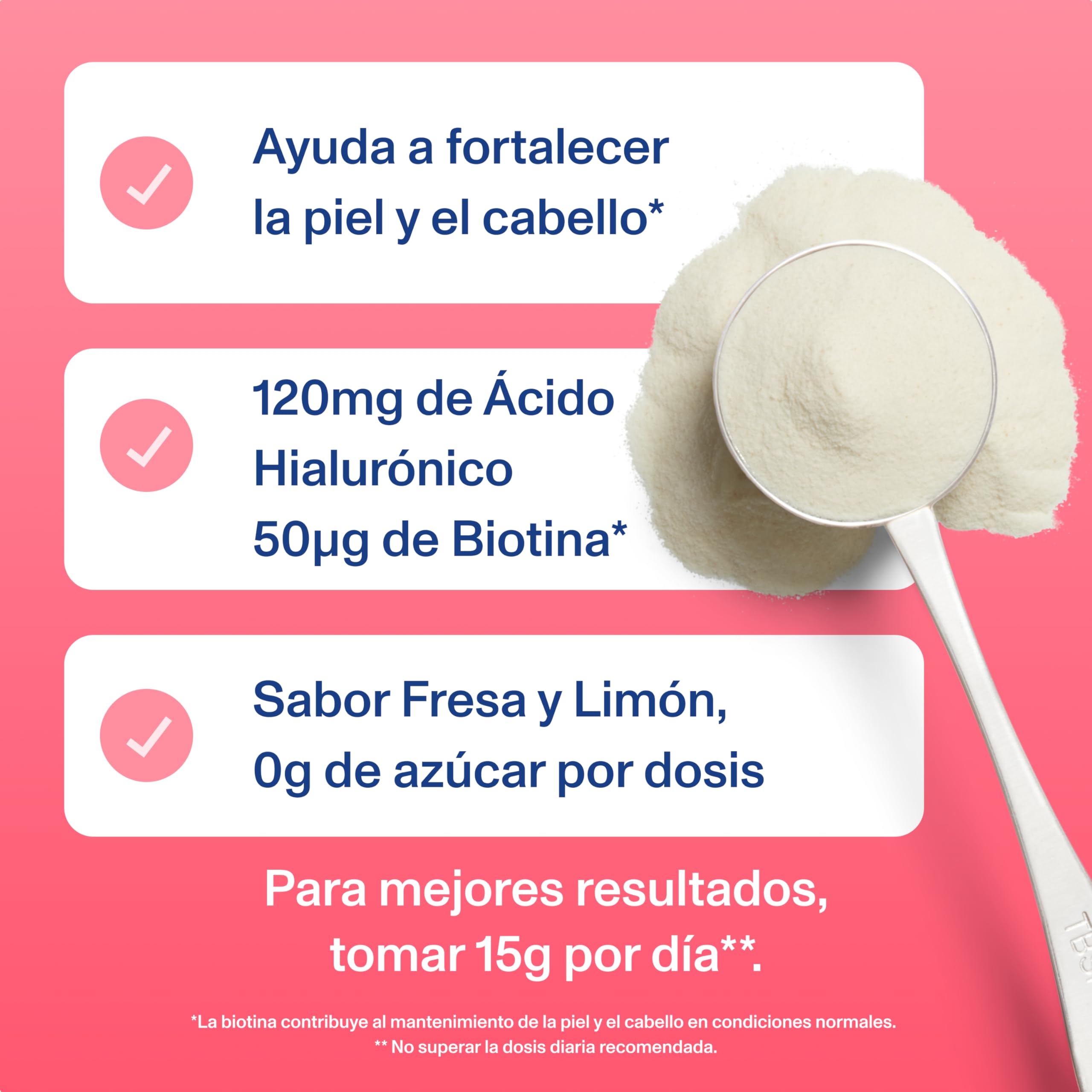 Vital Proteins Beauty Collagen en Polvo 271 g, Péptidos de Colágeno Hidrolizado, Ácido Hialurónico, Rico en Biotina. Suplemento alimenticio para la Piel, Cabello y Uñas. Sabor Fresa-Limón.