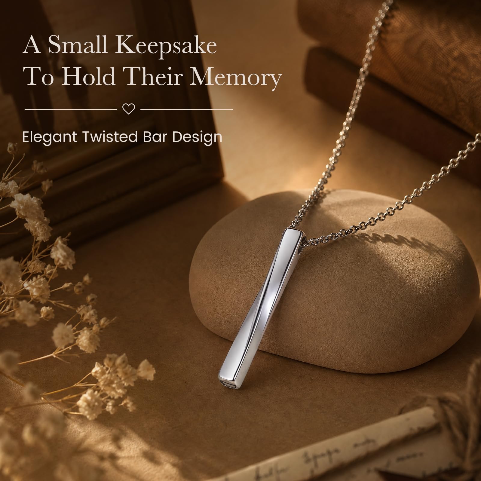 JLYY Collar de cremación de barra trenzada, joyería conmemorativa para | Collar de urna de acero inoxidable para cenizas, colgante de cenizas de cremación, regalo de recuerdo para apreciar recuerdos