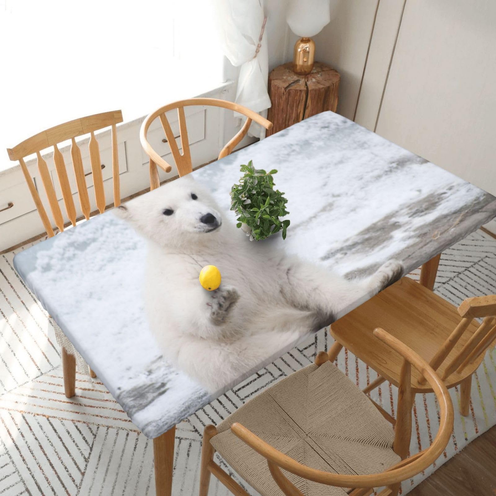 BNVSADC Baby Polar Bear Printed 5FT Tablecloth Polyester Kitchen Water Resistant Table Cloth Dining Table Decoration Table Covers, 152x76 CM