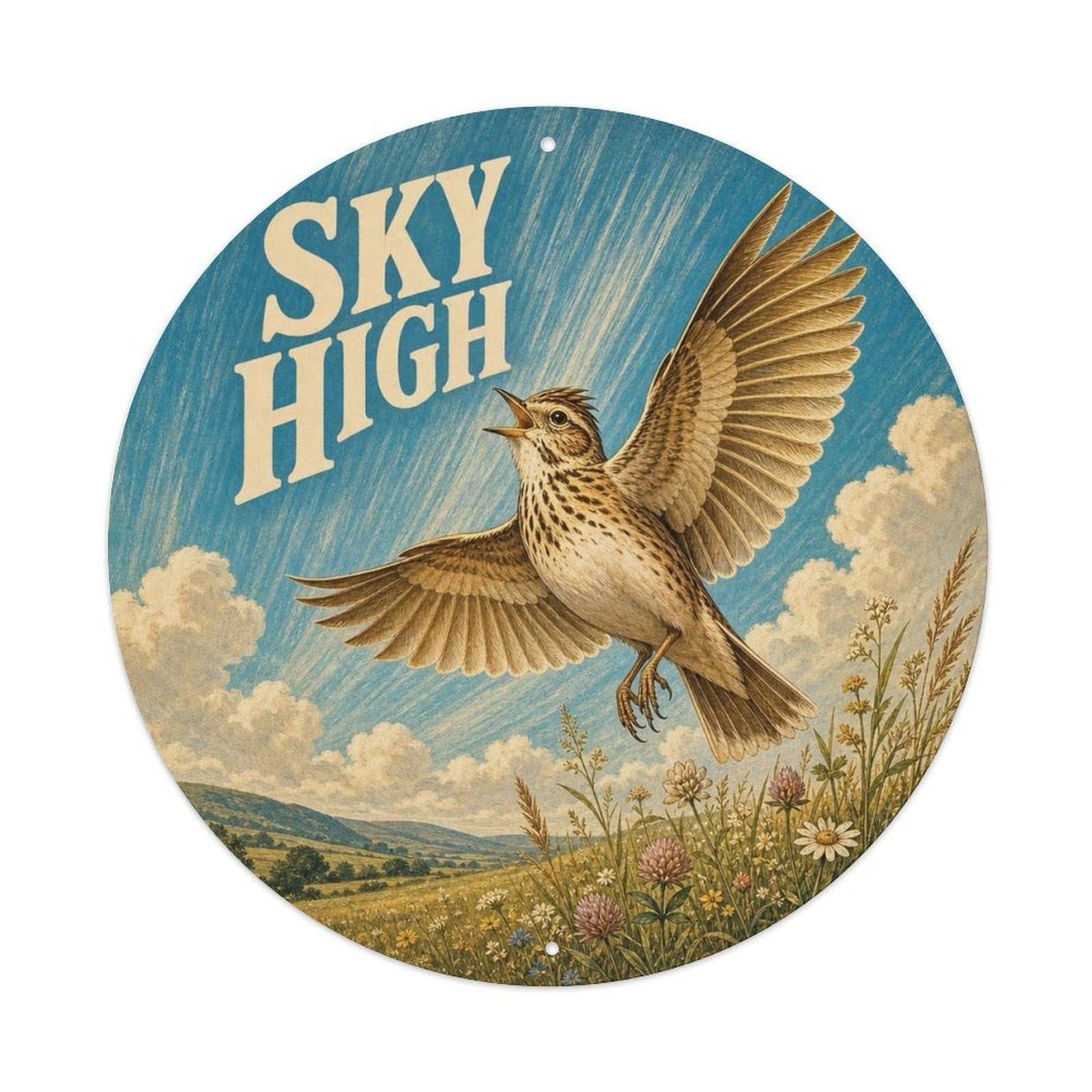Okngb Style Skylark Comic Pose Bird Retro Meme Humor Sticker Metal Tin Sign Plaque Wall Decor For Cafe, Man Cave, Club Bar, Office, Home Garden Round Metal Poster 8X8inch