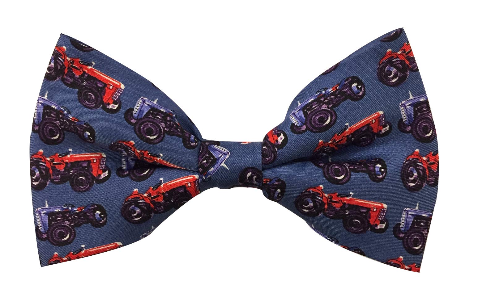 Unisex Dark Blue Colourful Tractors Silk Bow Tie