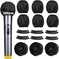 Vista 1 de SUNPRO Fundas para micrófono, desechables, 100 unidades, no tejidas, limpias, sin olor, filtro de viento, tapa protectora para micrófono de karaoke