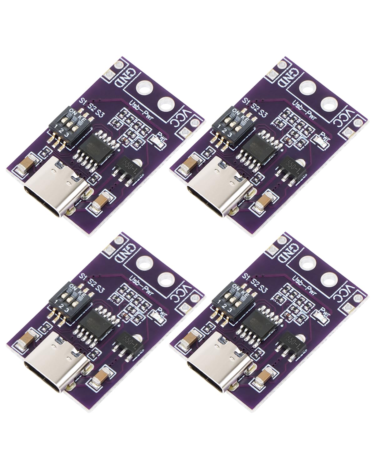 RIIEYOCA USB-C PD Trigger Board, AFC QC 2.0 QC 3.0 PD2.0 PD3.0 auf Type-C Schnelllade-Decoy Trigger Detektor Modul, 5V bis 20V Lademodul Board für Notebook & DIY-Projekte (4er-Pack)