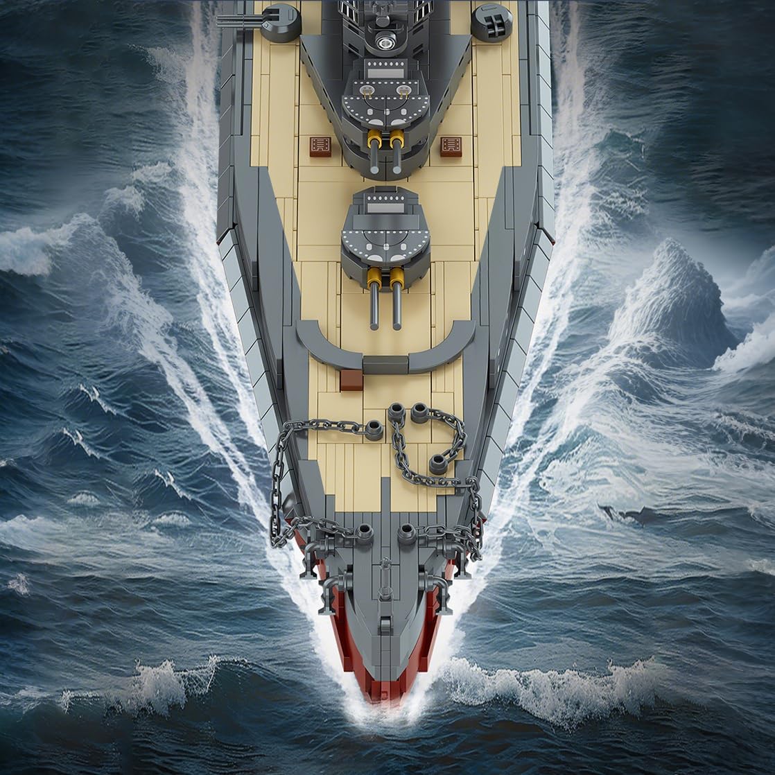Schlachtschiff HMS Elizabeth Bausteine Bausatz, 2277 Teile Military WWII Militär Kriegsschiff Marine-Schlachtschiff Modell, MOC Klemmbausteine Militär Modellbausatz, Geschenkbauset für Erwachsene