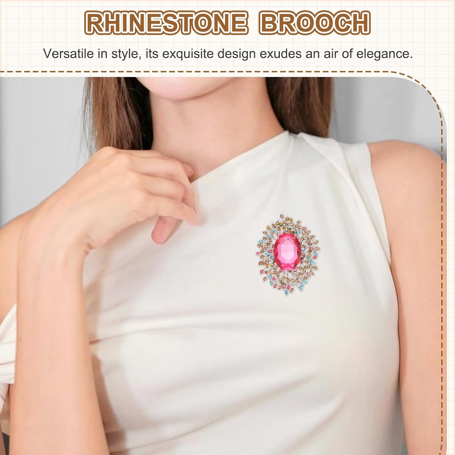 MECCANIXITY Vintage Crystal Rhinestone Brooch for Women, Flower Lapel Pins Alloy Rhinestone Cubic Crystal Brooch Pin for Scarves Dress