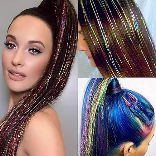 Miniatura 5 de 6 clips de oropel para el cabello, kit de oropel con clip de 19.6 pulgadas, kit de oropel con purpurina, accesorios para fiestas de mujeres,