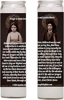 Saints Jacinta and Francisco Marto Fatima Apparitions Set of Two 2 Glass Candles with Prayer