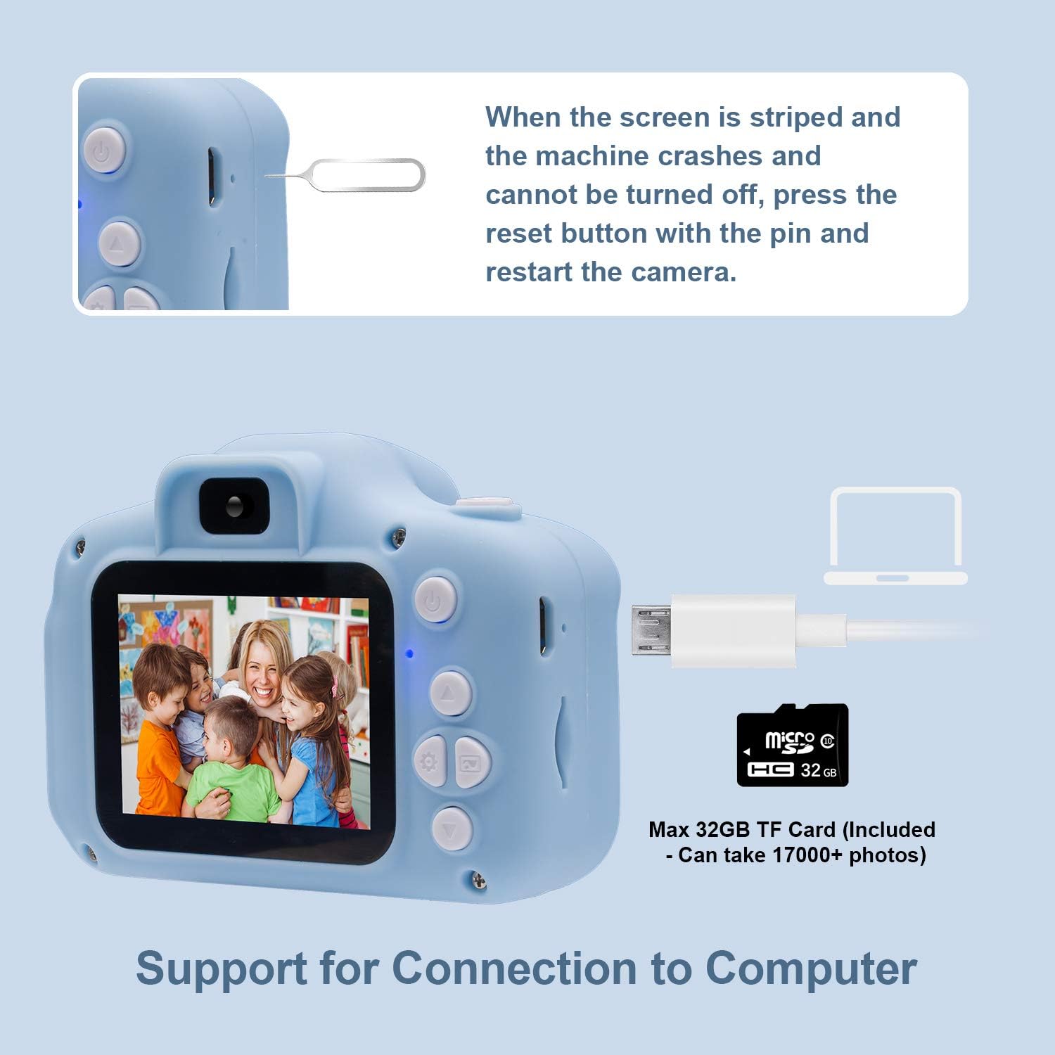 Super Brands Kids Digital Camera, Girls Birthday Toy Gifts for 4-13-Year-Old Children, Dual Lens 20.0MP Toddler Cameras, Child Camcorder Video Recorder 1080P IPS 2.0 Inch with 32G TF Card, Cow Soft Silicone Case