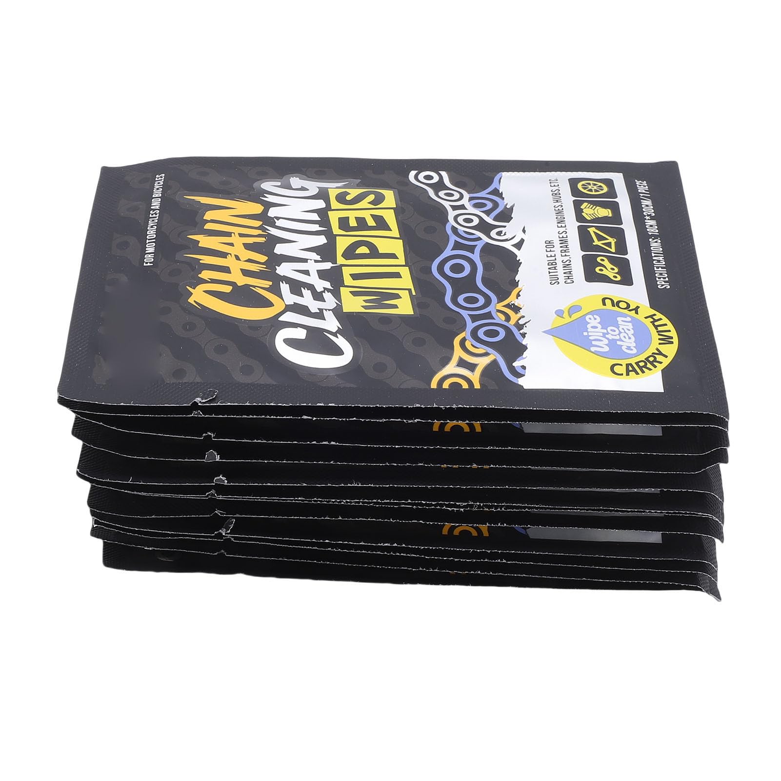 Generic Toallitas Limpiadoras para Cadenas de Bicicleta, 12 Uds., Aplicación Versátil en Bujes de Motores de Cadenas, Adecuadas para Bicicletas y Motocicletas