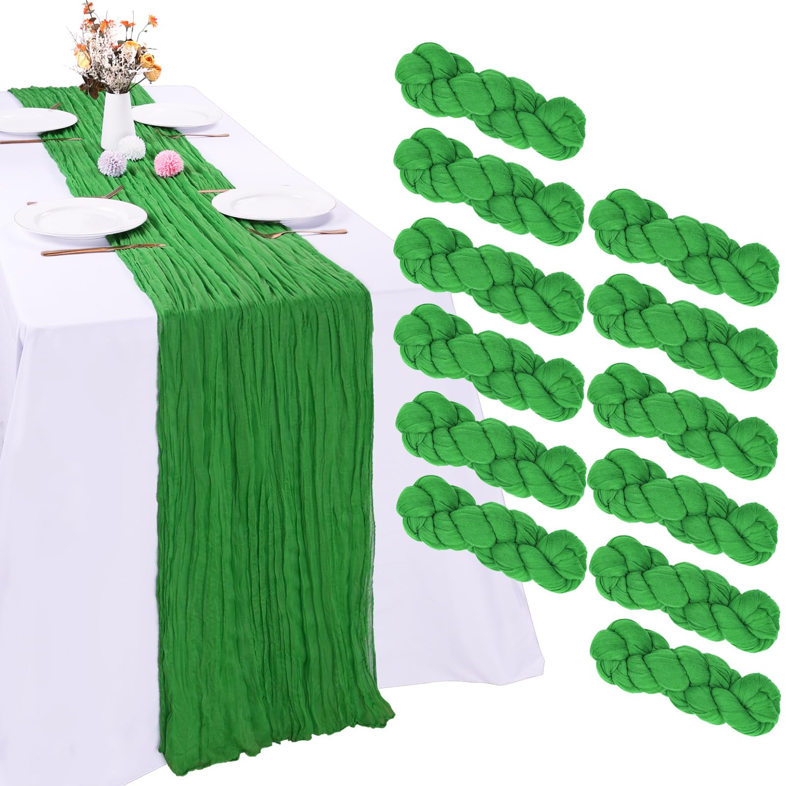 Sage Green Cheesecloth Table Runners - 10 Pack -20