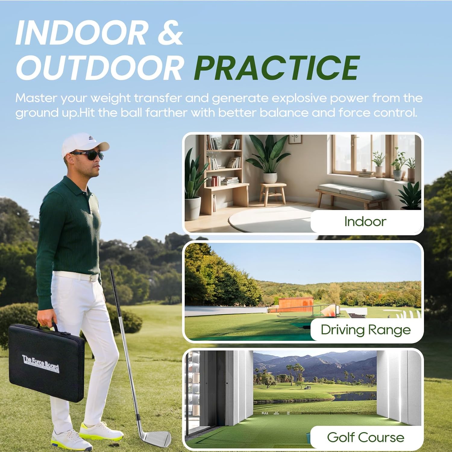 Golf Pressure Plate Training Aid,Weight Shift Balance Board,Improve Swing Speed,Power & Correct Sequence,Golf Swing Tempo Teaching Tool for Indoor/Outdoor Practice & Drills