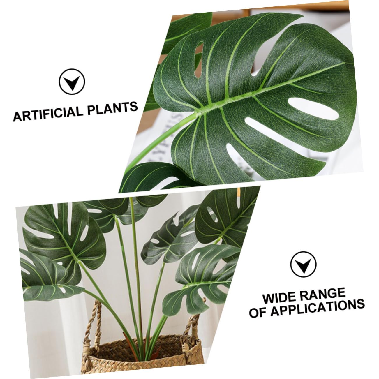 Cabilock 3stücke Künstliche Monstera Realistische Dekoration Für Wohnzimmer Hochzeit Wiederverwendbare Grüne Pflanzenornamente Für Innenräume Köpfe Im Bund