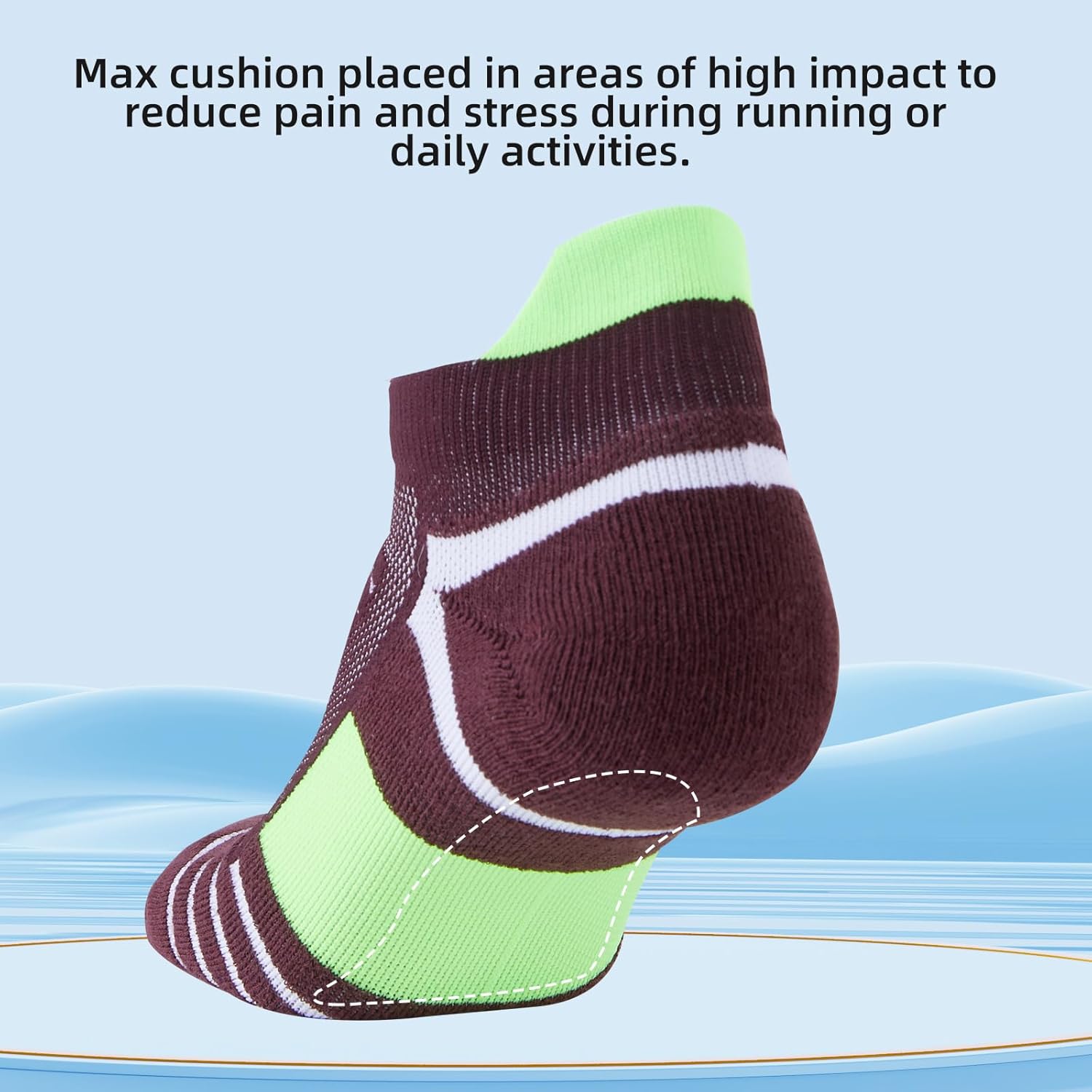 Kodal Ankle Compression Socks, Copper Yarn Low Cut Training Socks, Odor Free Moisture-wicking Arch Support Cushion - Image 9