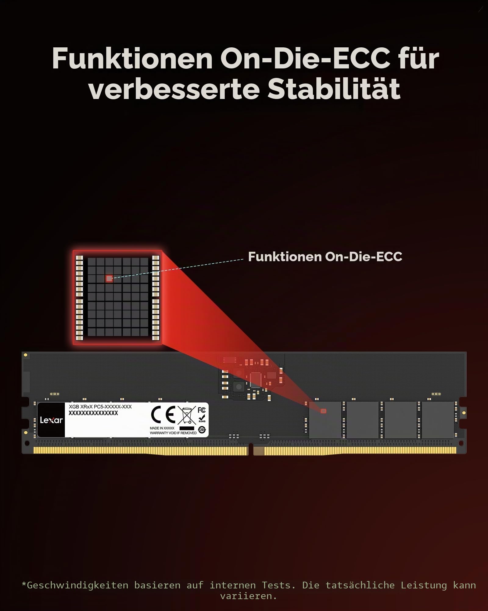 Lexar UDIMM 16GB DDR5 RAM 5600MHz CL46, 288-Pin Computer RAM, Hochleistungs-DRAM U-DIMM für PC/Computerspeicher, AI, 1,1V, CL46-45-45-90