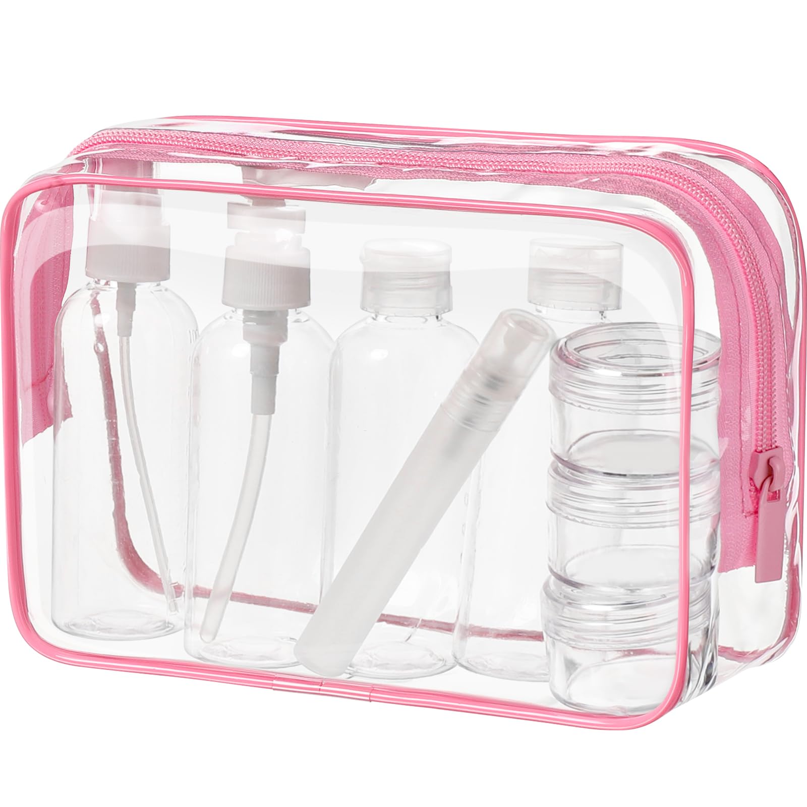 Neceser Transparente con 8 Botellas de Viaje (MAX.100ml) y 1 Bolsa de Vuelo para Líquidos (20x20 CM,1L), Bolsa de Cosméticos Impermeable para Hombre y Mujer — view 14