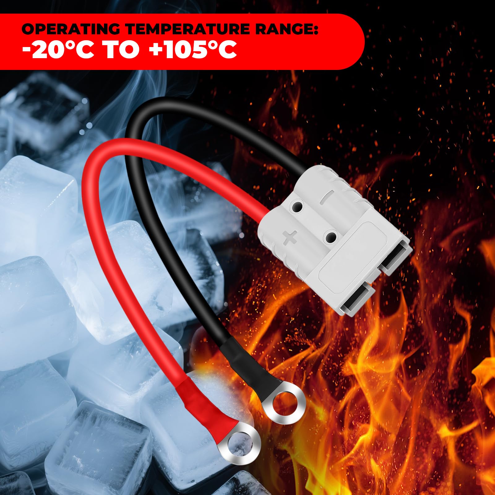 SZHUGEKI 2 stuks snelverbindingsbatterijen 50 A 600 V, accuaansluitkabel met O-ring 10 AWG 20 cm, compatibel met Anderson-stekkers voor heftrucks, geschikt voor auto's
