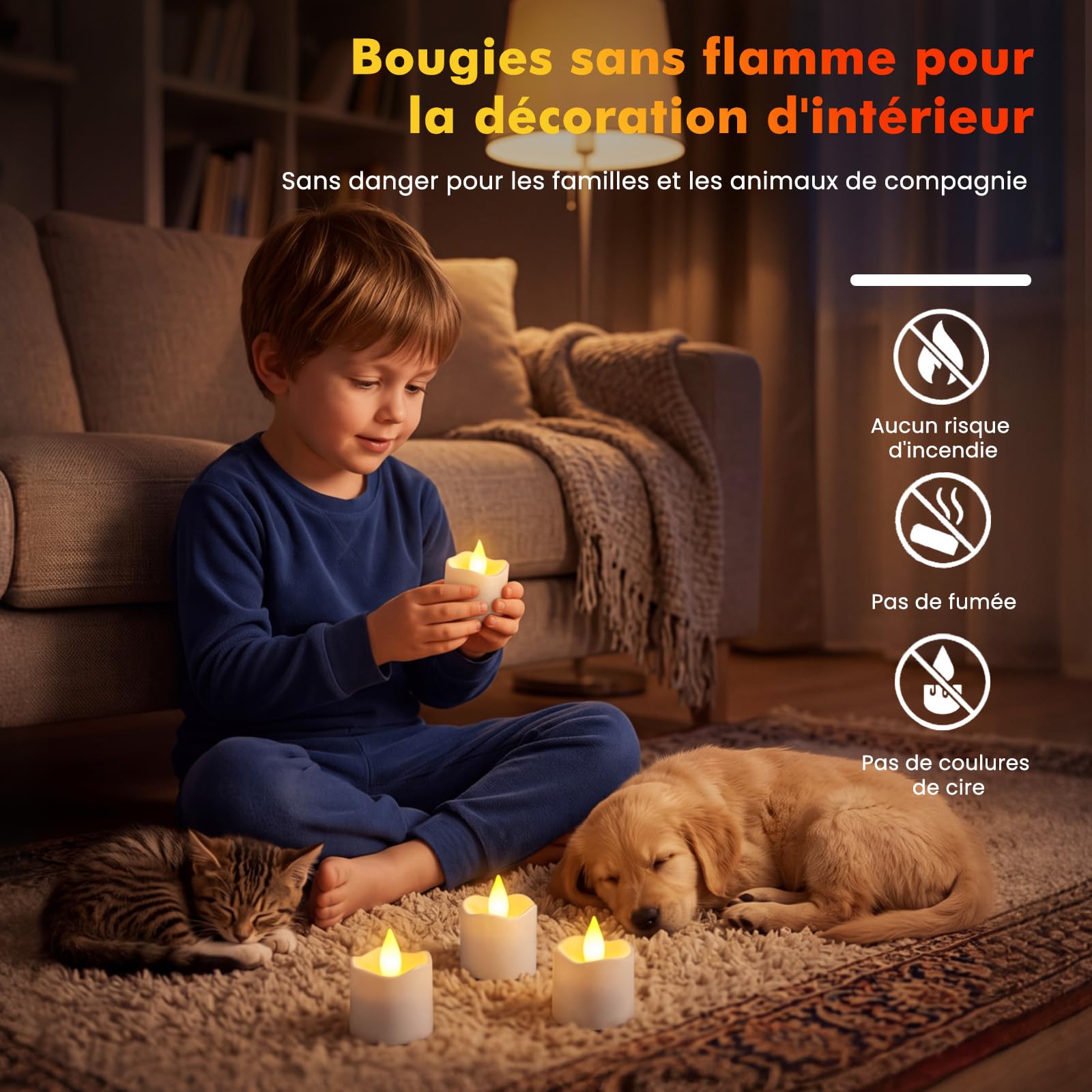 GZU Lot de 12 Bougie LED Chauffe Plat Flamme Vacillante Rechargeable