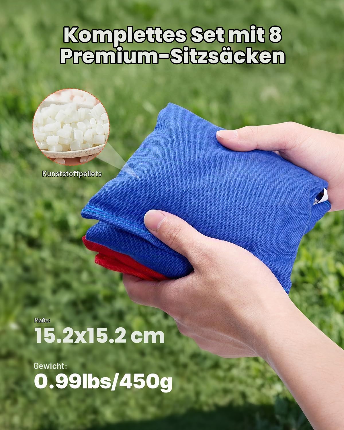 VEVOR Cornhole Spiel Set (1255 x 600 x 302 mm) Cornhole-Spielbretter, tragbares Wurfbrett aus Massivholz, Cornhole-Spiel für Erwachsene, inkl. 8 Sitzsäcken & Tragetasche, für Garten Hinterhof