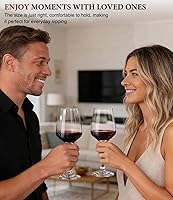 Vista 2 de OJA Juego de 8 copas de vino tinto o blanco de 12 onzas, gruesas, transparentes, copas de vino de tallo largo, perfectas para fiestas, hogar