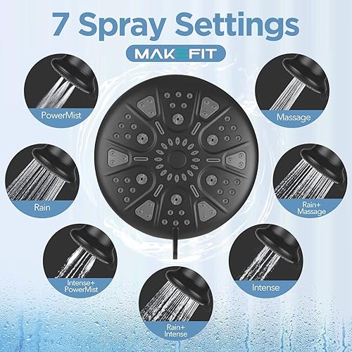 Miniatura 6 de MakeFit - Cabezal de ducha filtrado con filtro de carbón activado mejorado - Cabezal de ducha de alta presión con suavizante de agua dura - Cabezal