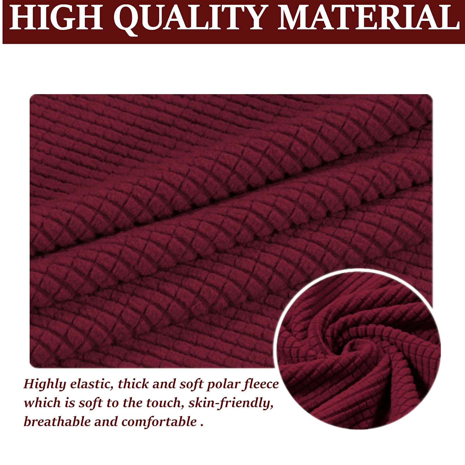 ANWUCHEN Copertura Elasticizzata Per Ottomana Quadrata - Tessuto Jacquard Morbido, Fondo Antiscivolo, Spessa E Lavabile - Grande (Lunghezza 89-114 Cm)