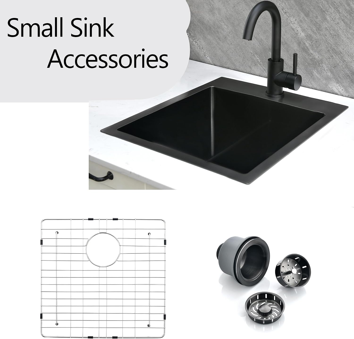 18 Black Drop In Bar Sink Faucet Combo, 18 x 18 x 10 Inch 16 Gauge Black Stainless Steel Small Kitchen Sink Topmount Single Bowl Kitchen Bar Prep Sink RV Sink Outdoor
