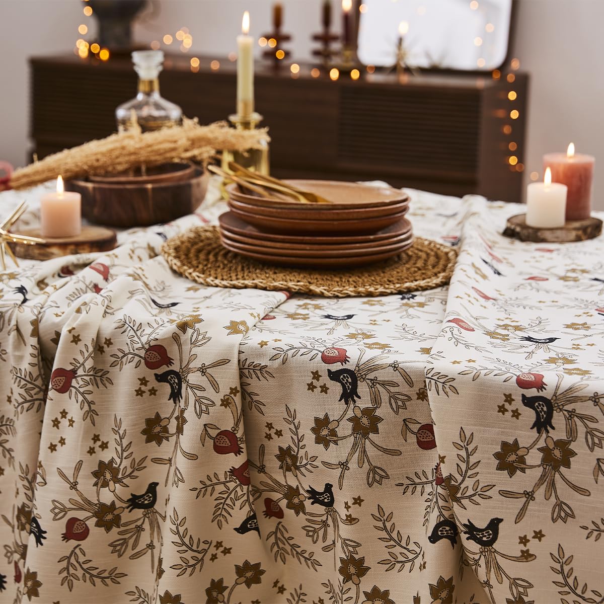 Coucke Mantel Estampado de Mestizo, granadas, 180 x 300 cm, Color Beige