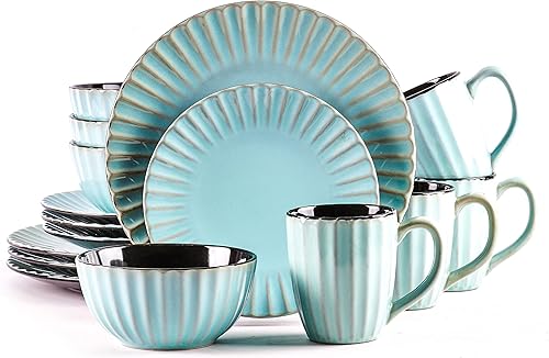 Miniatura 7 de Osita Strip - Vajilla de cerámica (16 unidades), color marrón dorado