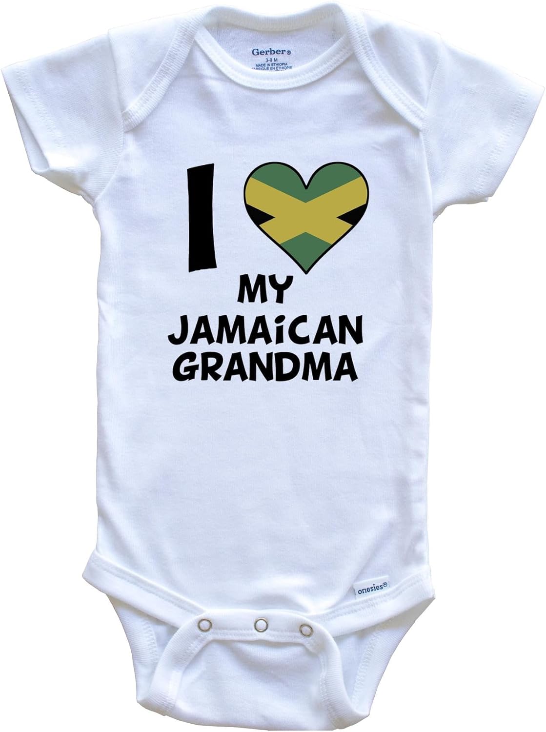 Really Awesome Shirts I Heart My Jamaican Grandma Jamaica Flag One Piece Baby Bodysuit