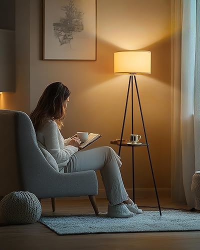Miniatura 9 de MODIVO - Lámpara de pie con trípode, lámpara de pie alta con estantes, luz de diseño moderno para sala de estar, dormitorio, sala de estudio y