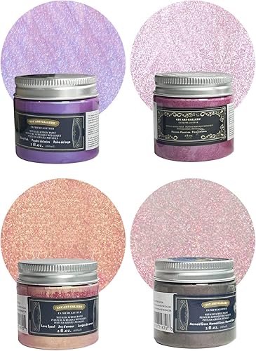 Miniatura 3 de CSY art gallery Juego de pintura acrílica metálica con efecto iridiscente de dos tonos, color rosa, botella de 2 onzas, pigmento rico a base de