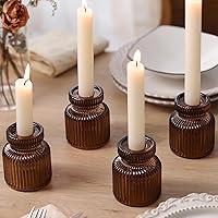 Vista 4 de DARJEN 12 portavelas de cristal, candelabros cónicos ámbar, candelabros votivos para centros de mesa, bodas, cenas, decoración del hogar