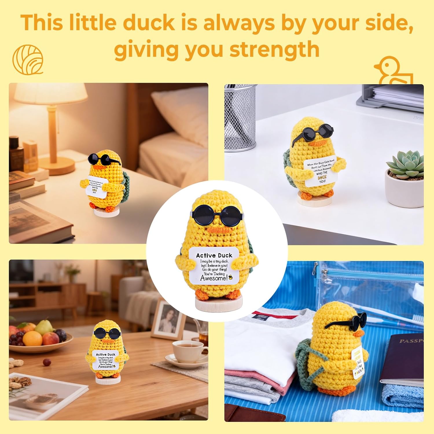 Cute Crochet Duck Gift with Different Positive Affirmation Cards – Inspirational Plush for Women, Friends, Coworkers, Students, Perfect Birthday, Valentine’s Day, for Him Her - Image 5