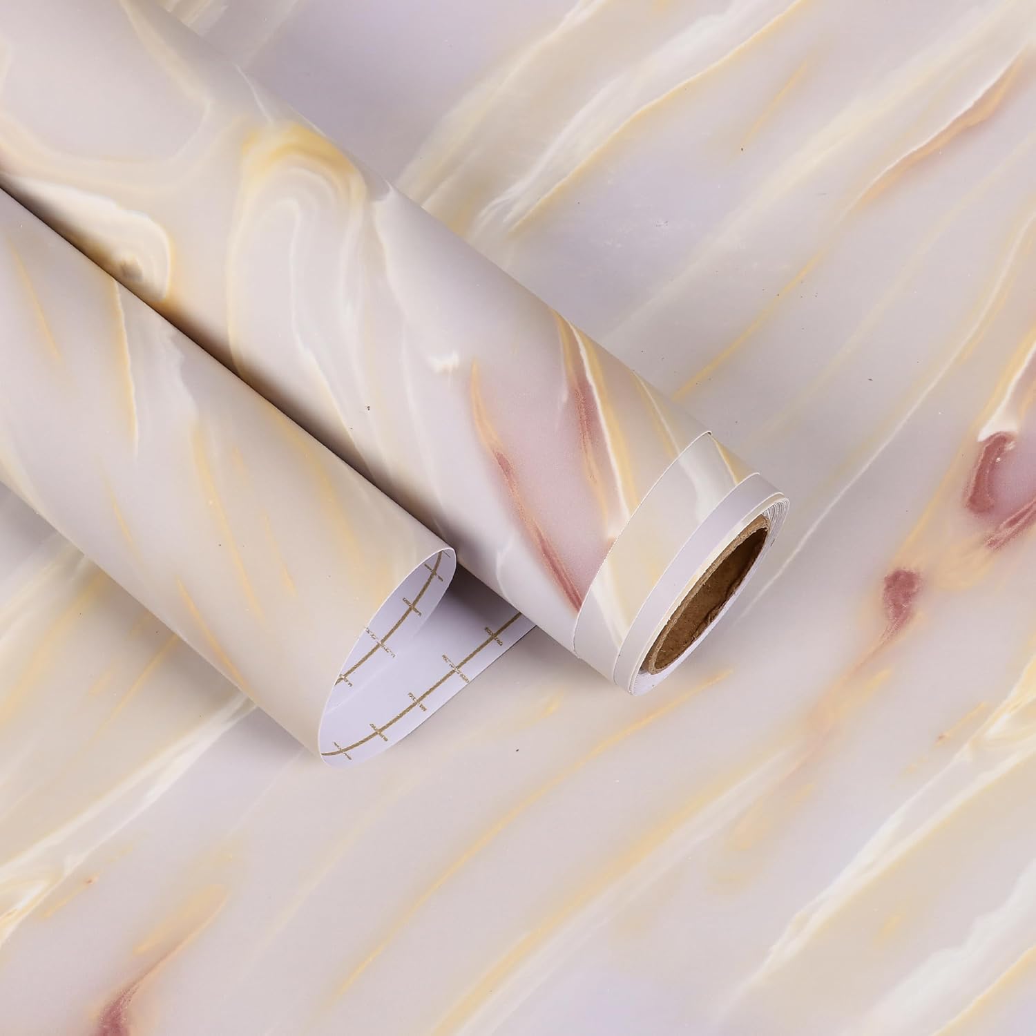 15.7"x472" Gold Pink Marble Contact Paper Peel and Stick Countertops Waterproof Matte Marble Wallpaper Pink Vinyl Wrap for Cabinet Removable Countertop Contact Paper for Bathroom Desk Shelf