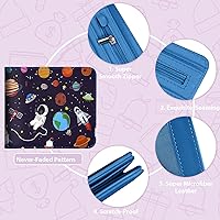 Vista 17 de Cartera de cuero de dibujos animados para mujer, c-mármol azul, Lindo