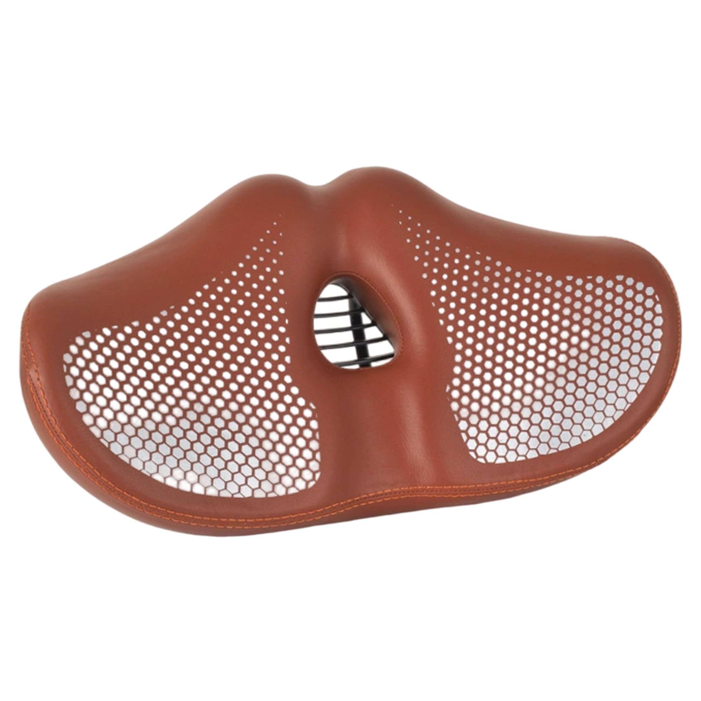 StaZamor Extra Wide Noseless Bike Seat with Thick Padding & Shock-Absorbing Springs, Waterproof PU Leather Comfortable Ebike Saddle for Men Women - Brown