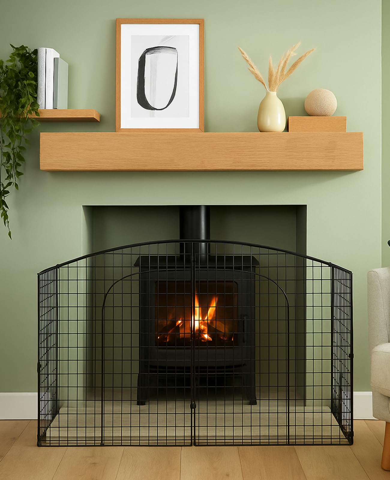 Babylo Protector de chimenea Premier para hasta 133 cm de ancho, color negro