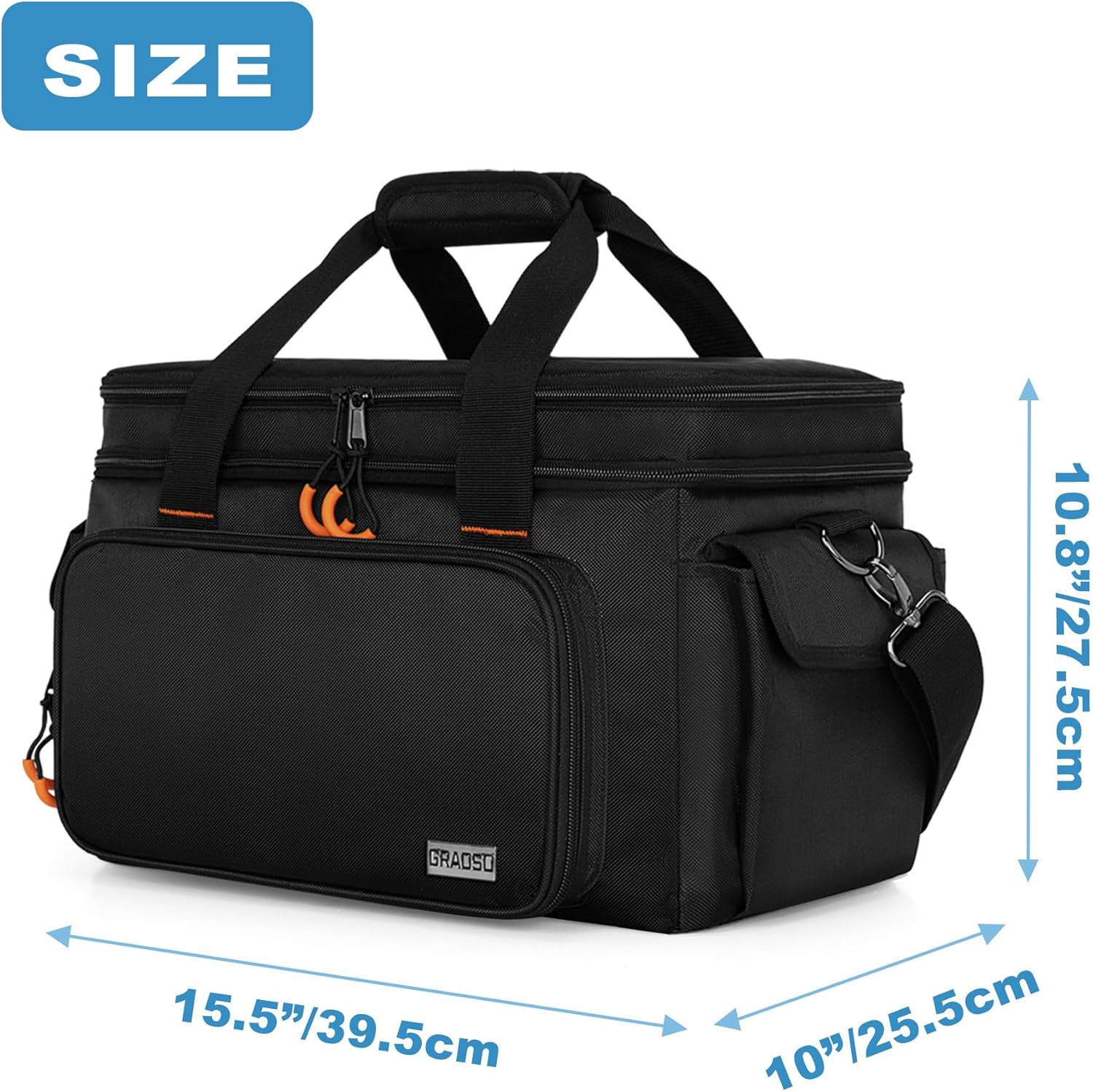 GRAOSO Padded Mixer Carry Bag Compatible with Behringer X-AIR Series Mixers XR12, XR16, XR18, Double Layer DJ Gig Bag with Multiple Pockets for Accessories, Audio Case with Shoulder Strap, Black