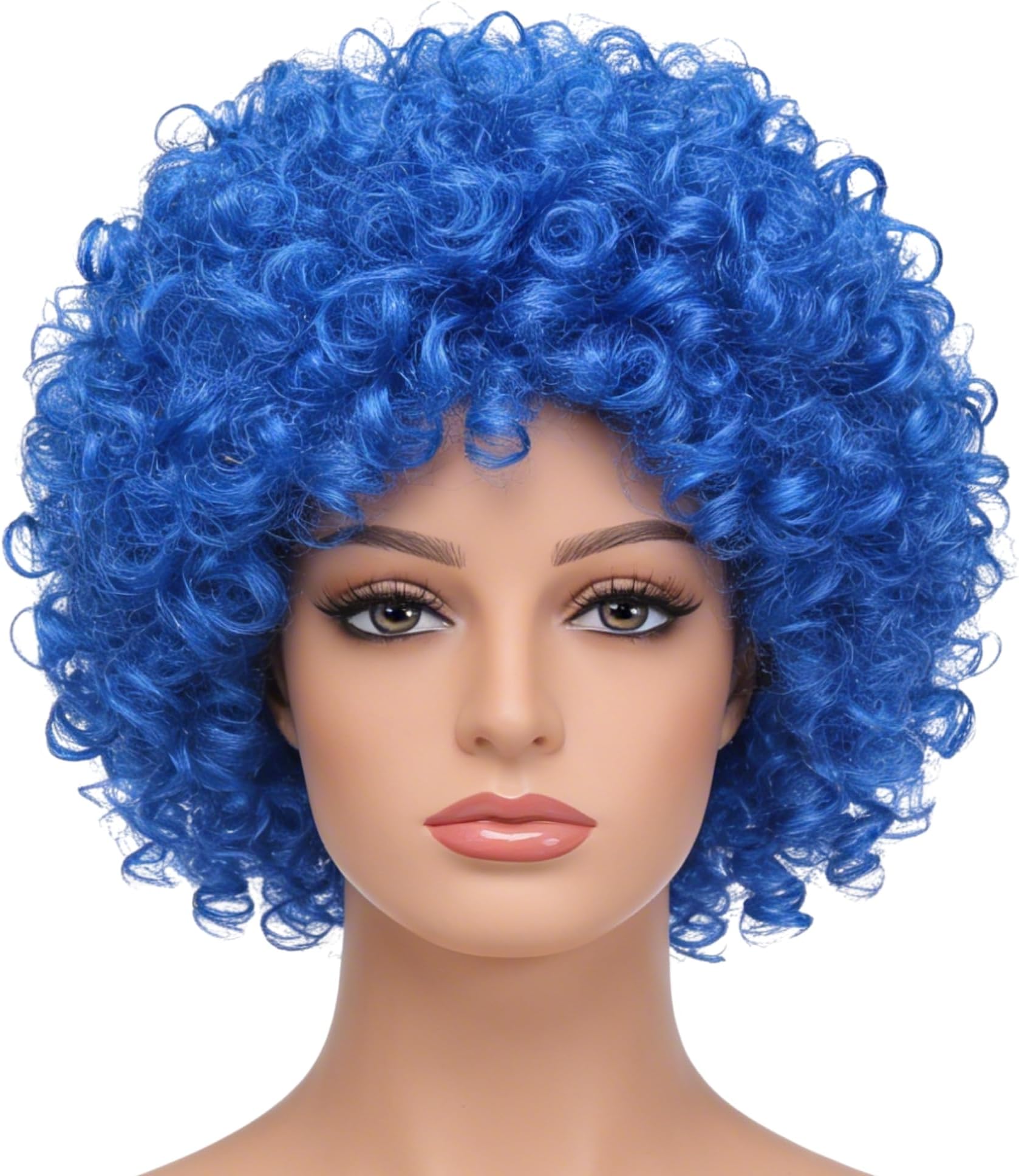 SHATCHI Afro Wigs Curly Bouncy Hair For Fancy Dress Party Costume Disco Accessory Unisex 60s 70S 80s Theme,Blue