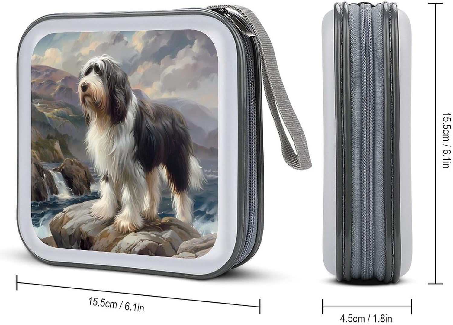 Bearded Collie CD Cases DVD Holder Storage Box Plastic Protection Case for Car Home Office Travel image 2
