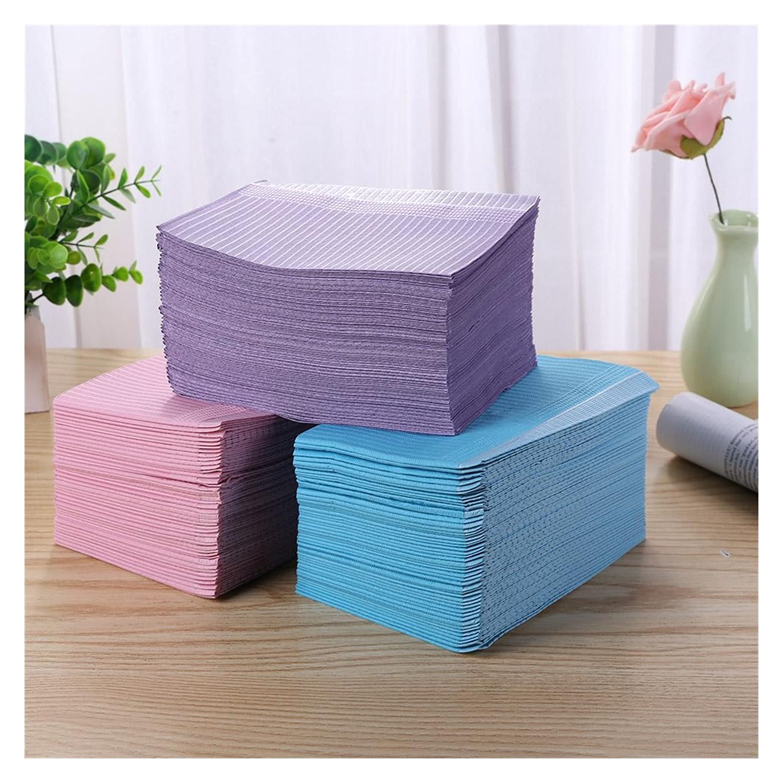 PJRYC 125 Stück Zahn-Lätzchen, 33 x 45,7 cm, 3-lagig, Einweg-Lätzchen, wasserdicht, für Patienten, wasserdicht, Tattoo-Lätzchen, Zahnbauch(Blau)