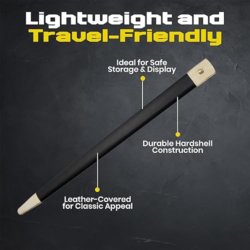 Miniatura 6 de SZCO Supplies - Espada vikinga real, espada de acero inoxidable de 36.5 pulgadas con pomo y protector de latón, mango de cuero y vaina, espada