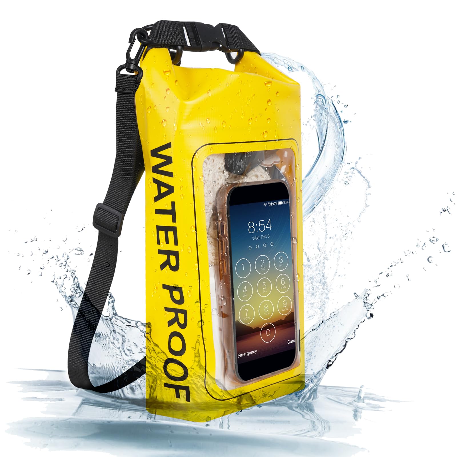 TYUTOSEG IP68 Waterproof Dry Bag, 2L - Roll Top Waterproof Pool Bag，Dry Bags for Kayaking Waterproof-w/Phone Pouch,Large Waterproof Phone Pouch,