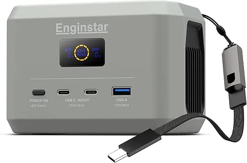 Enginstar Portable Power Station,Outdoor 96Wh LiFePO4 Battery,Solar Generator 100W Two-Way